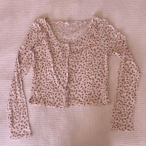 Pink Rose Floral Patterned Cardigan
